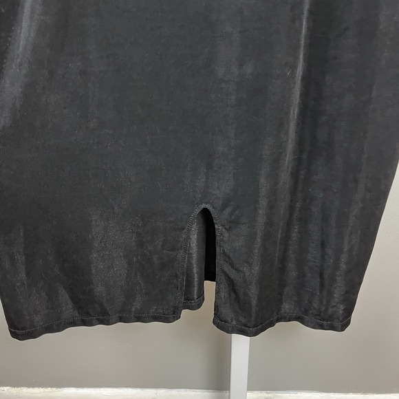 AHNI Handmade Maxi Dress Womens Size 2 14/16 Black Slinky Long Sleeve - Picture 5 of 7